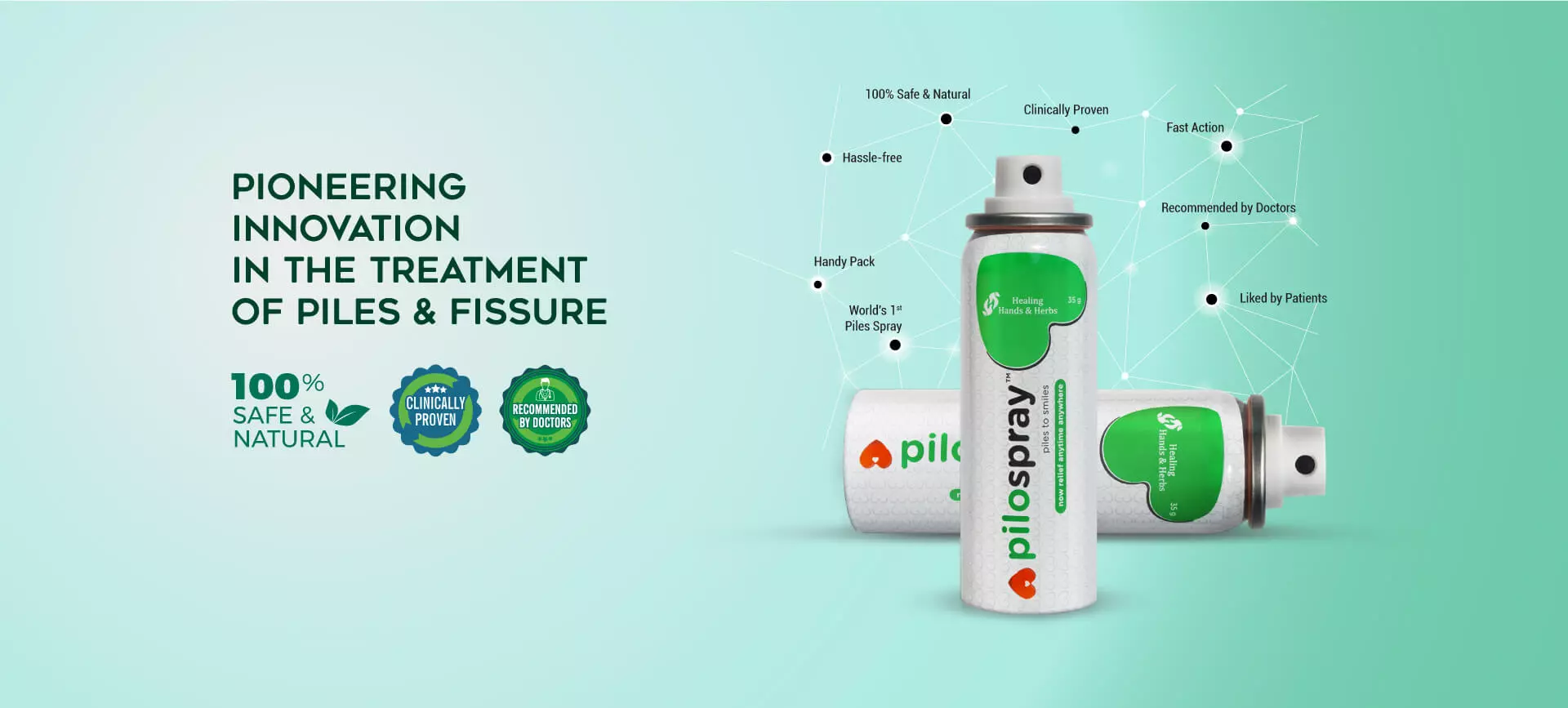PiloSpray an Innovation in Piles and Fissure Treatment - 100% Safe Natural, Clinically Proven, Recommended by Doctors - Homepage Banner Desktop